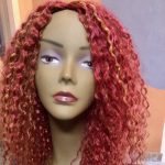 Highlighted Wig Cap with top lace Red & Gold
