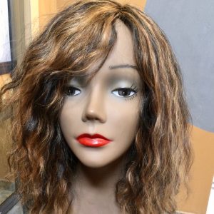 Side Part Wavy Human Hair Brown & Gold