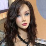 Long Lace Wig Cap with Human Hair Brown no2