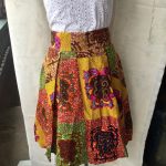 Yellow Multi-Colour African Print Ankara Wrap Mini Skirt