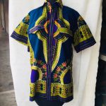 Angelina Print Dashiki Shirt Puple & Green